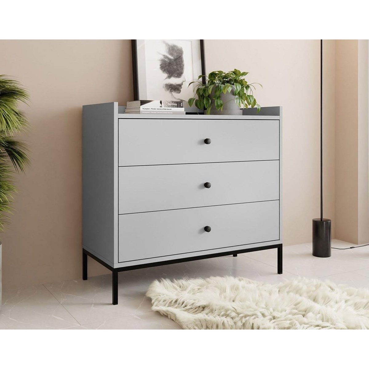 BEST MOBILIER Filipo - commode - gris - 80 cm