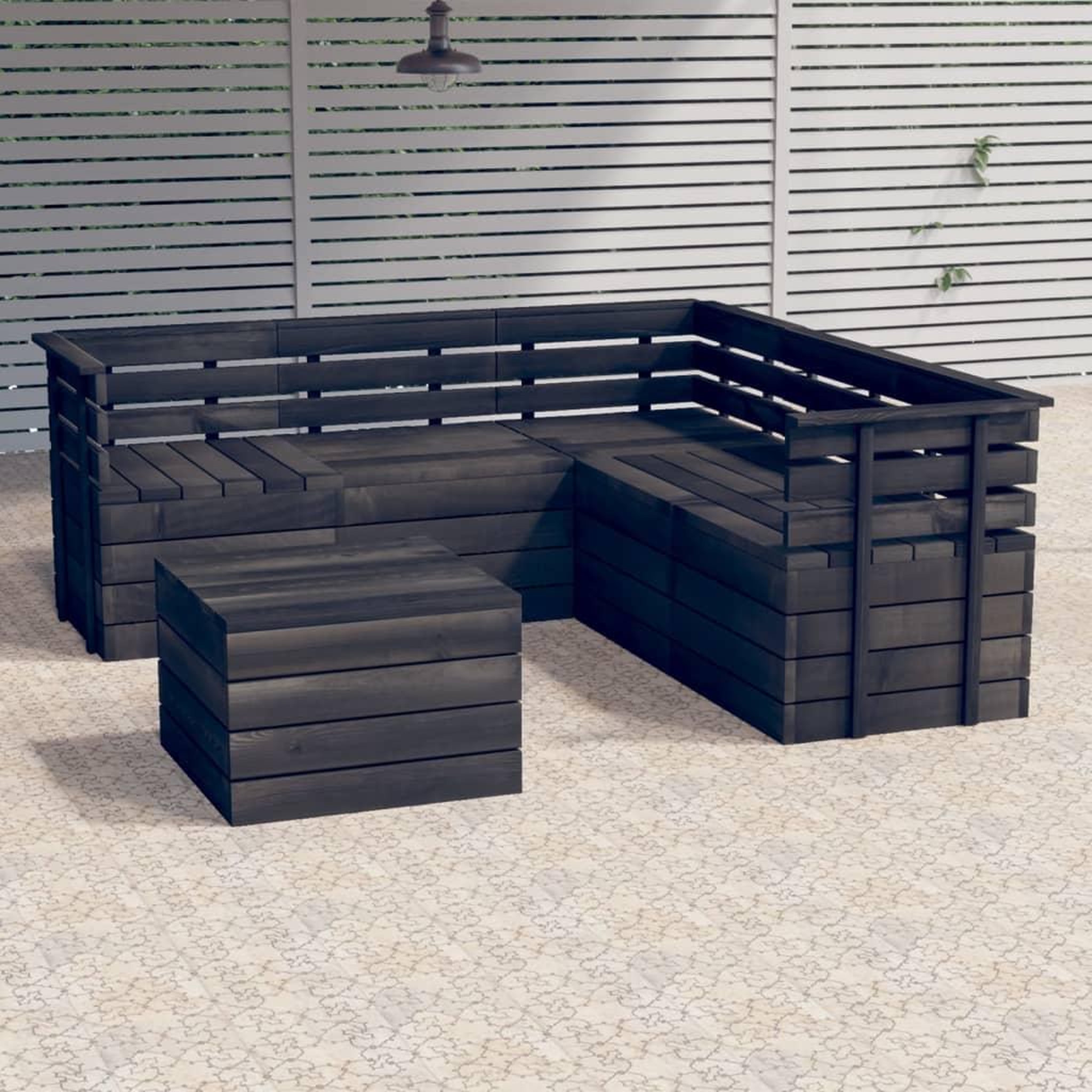 Voir la diapositive 1 : VIDAXL Salon palette de jardin 6 pcs Bois de pin massif Gris fonce