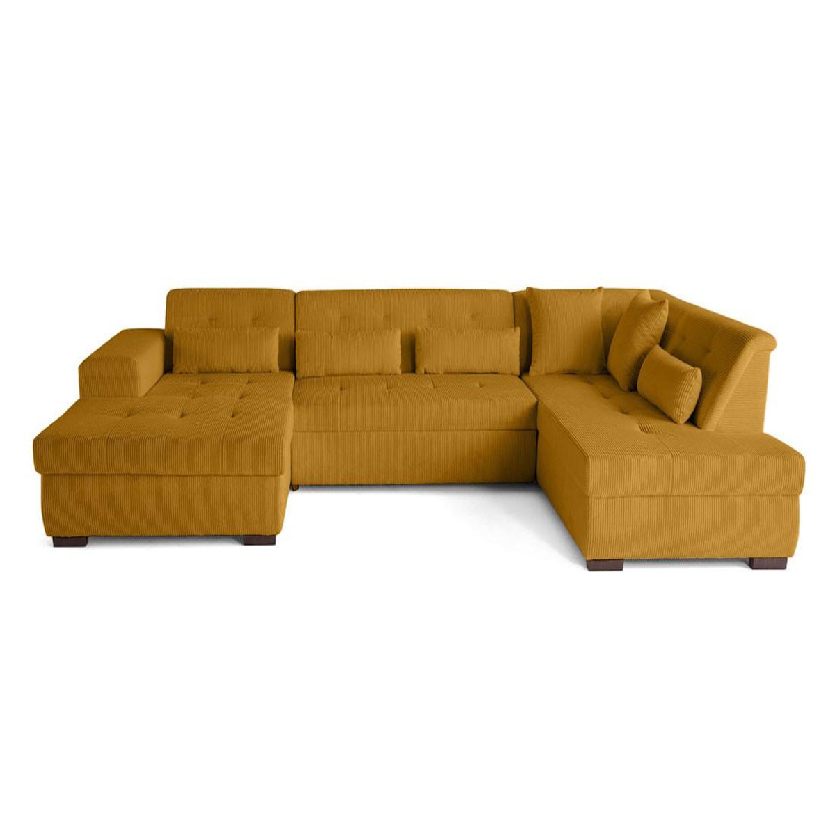LISA DESIGN Vermont - canapé panoramique d'angle droit - 7 places - convertible avec coffre - en velours côtelé