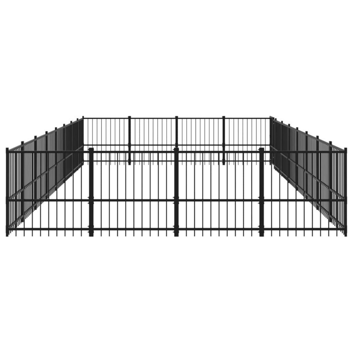 VIDAXL Chenil d'exterieur pour chiens Acier 30,11 m²