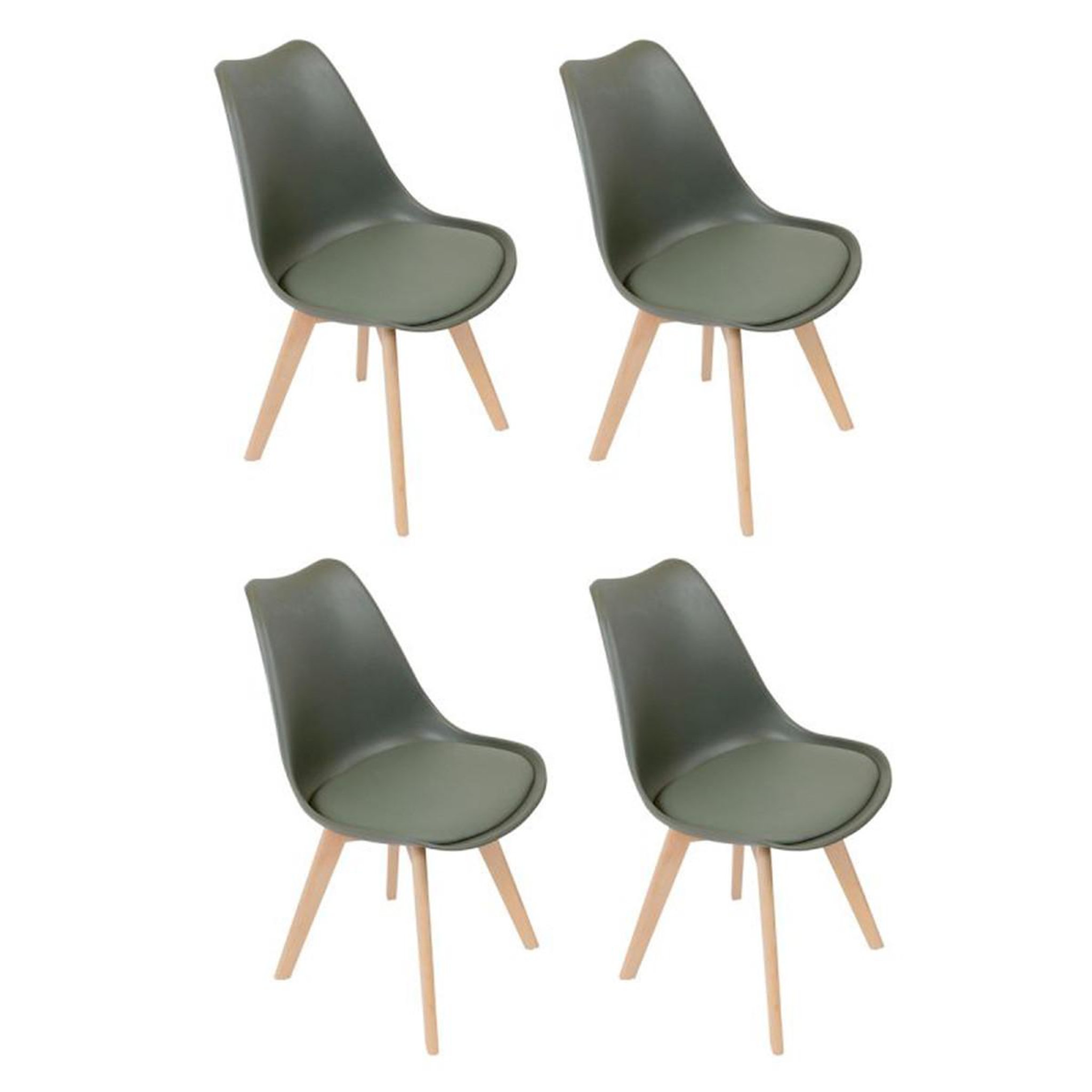 The Home Deco Factory Lot de 4 chaises scandinave  skansen  81cm kaki