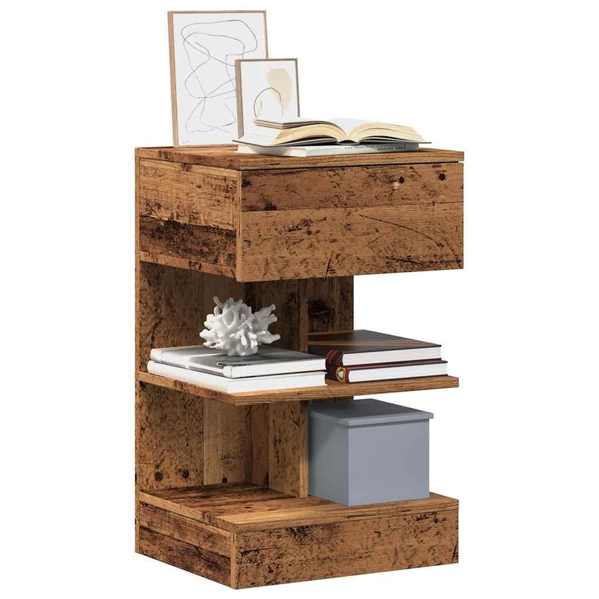 VIDAXL Tables de chevet 2 pcs vieux bois 40x35x65 cm bois d'ingenierie