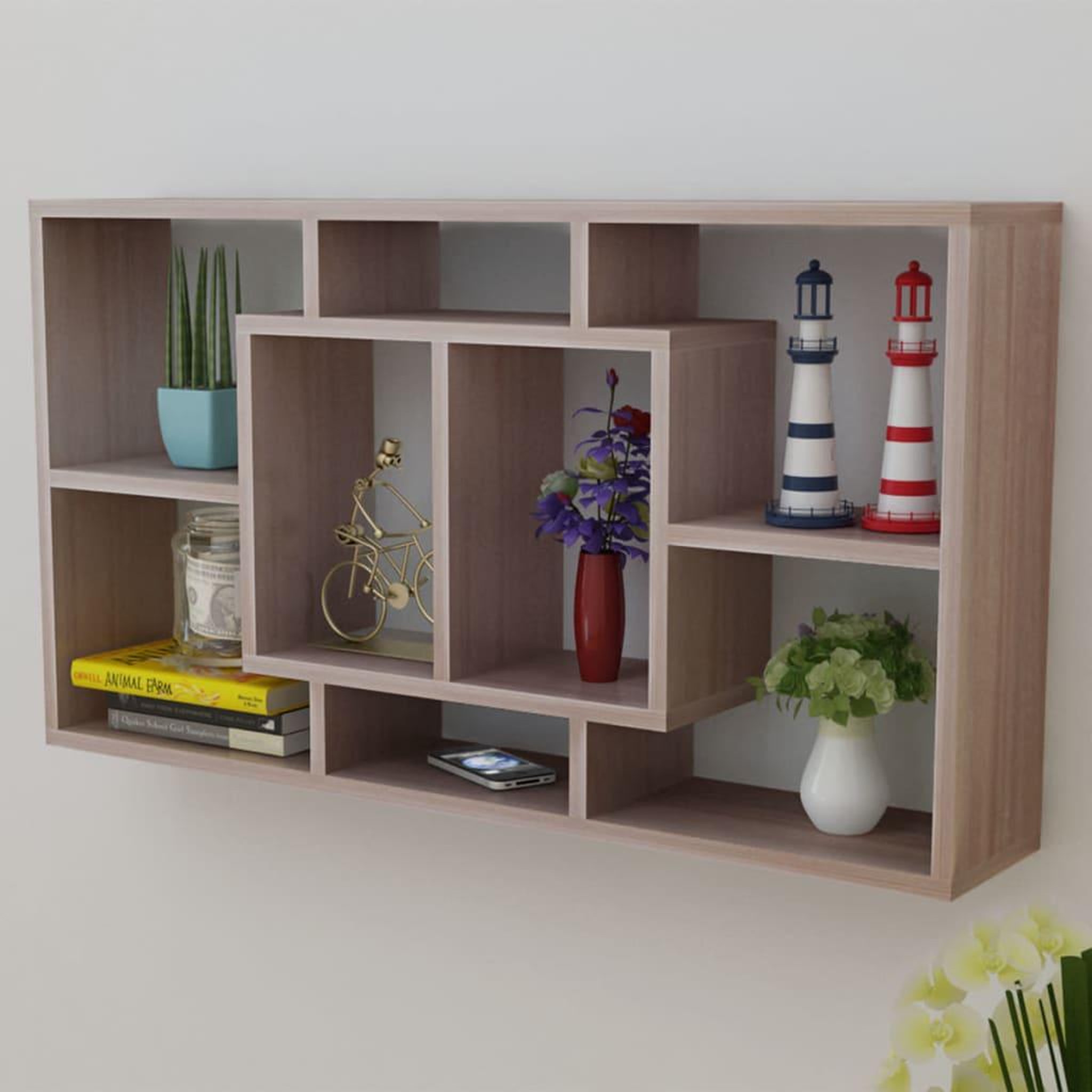 Voir la diapositive 5 : VIDAXL Etagere murale 8 compartiments Couleur de chene