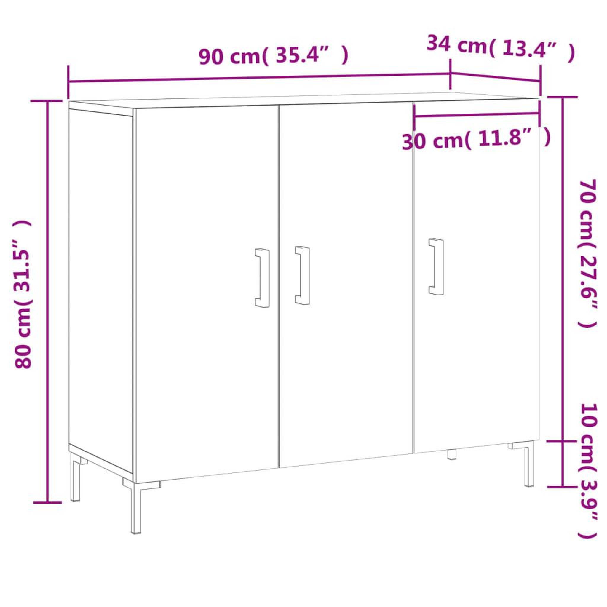 Voir la diapositive 6 : VIDAXL Buffet gris beton 90x34x80 cm bois d'ingenierie