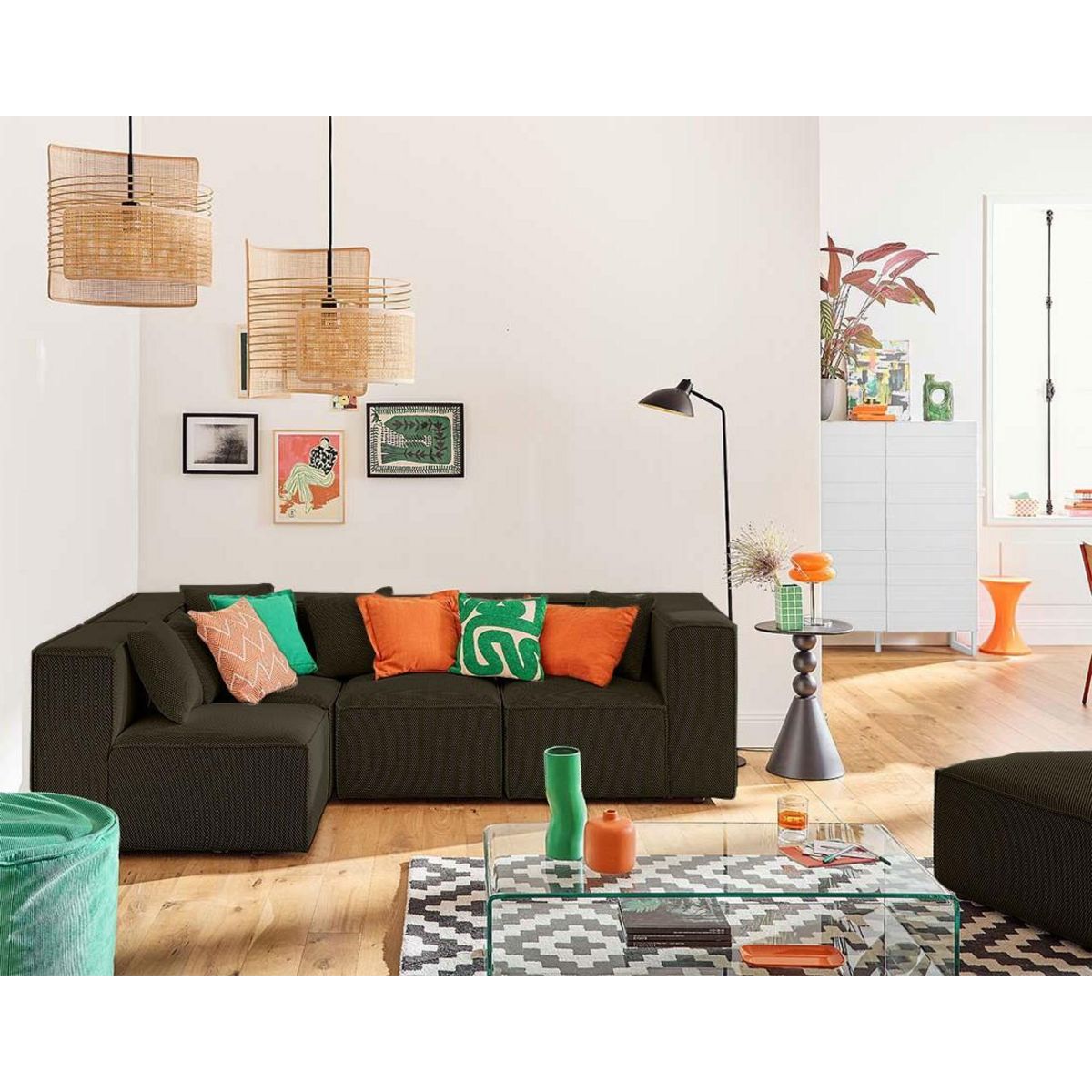 LISA DESIGN Arty - canapé modulable d'angle gauche 5 places - en tissu mailles 3d