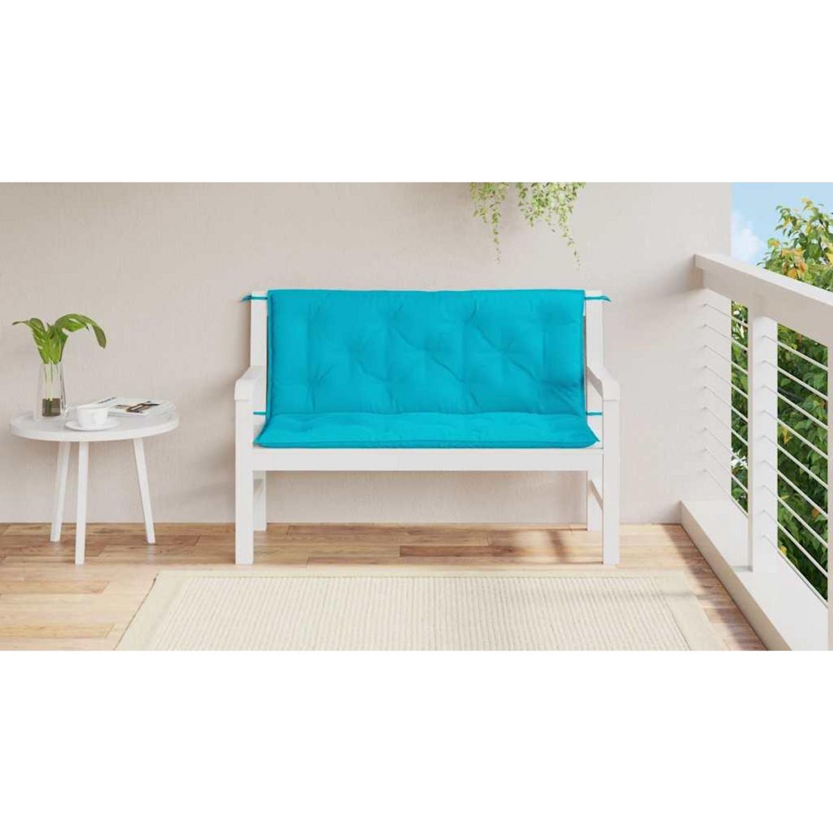 VIDAXL Coussins de banc de jardin lot de 2 turquoise 120x50x7 cm tissu
