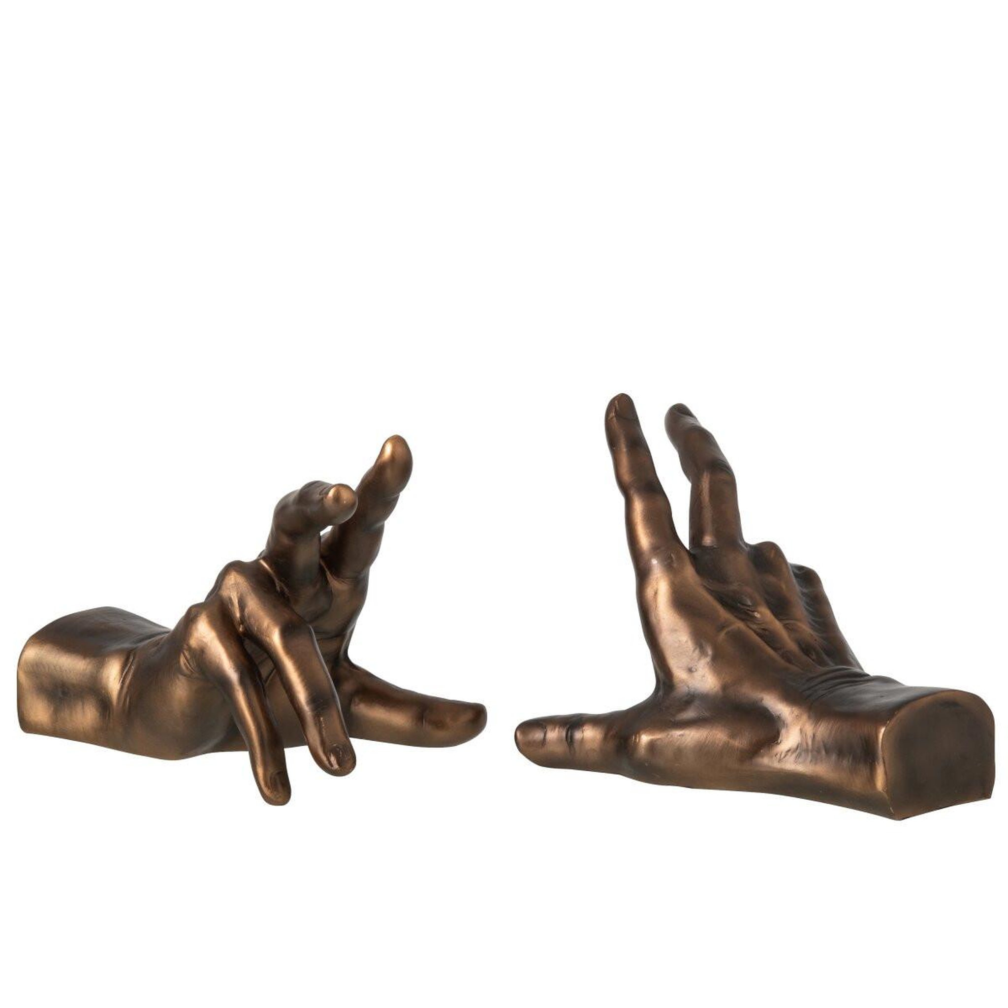 Voir la diapositive 2 : J-LINE Lot de 2 serre-livres  mains  20cm bronze