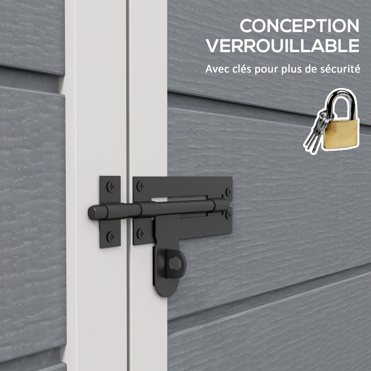 OUTSUNNY Abri de jardin cabanon 1,54 m² - porte verrouillable, fenêtre, aération - alu. PP gris