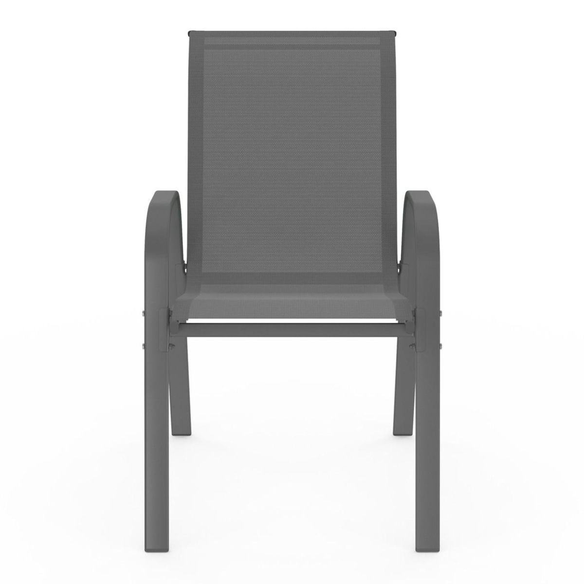 ID MARKET Lot de 6 chaises de jardin LYMA métal et textilène empilables gris, noir et bleu