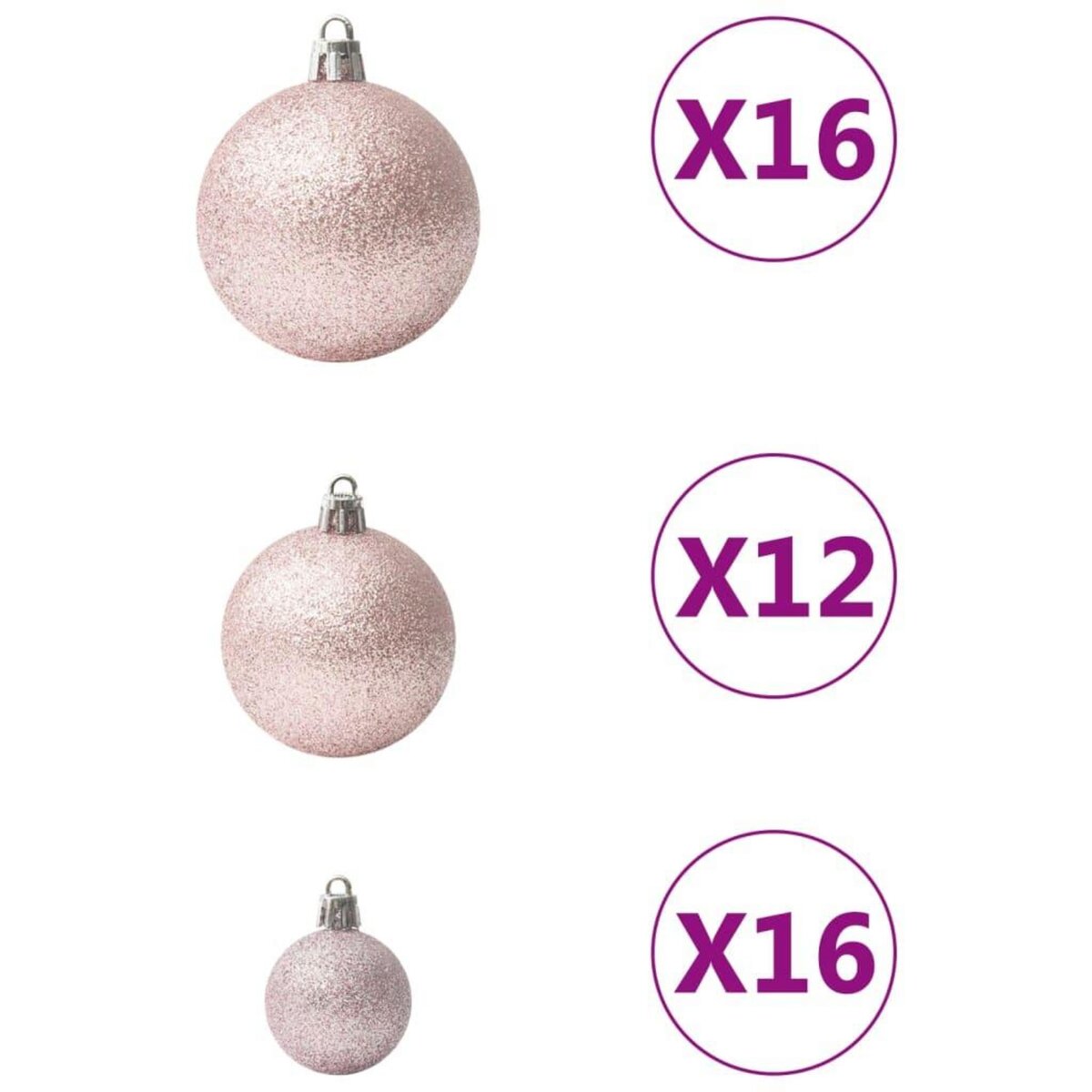 VIDAXL Ensemble de boules de Noël 100 pcs Rose