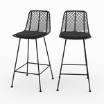 Rendez vous déco Lot de 2 chaises pour îlot central 66 cm en rotin noir-Tamara
