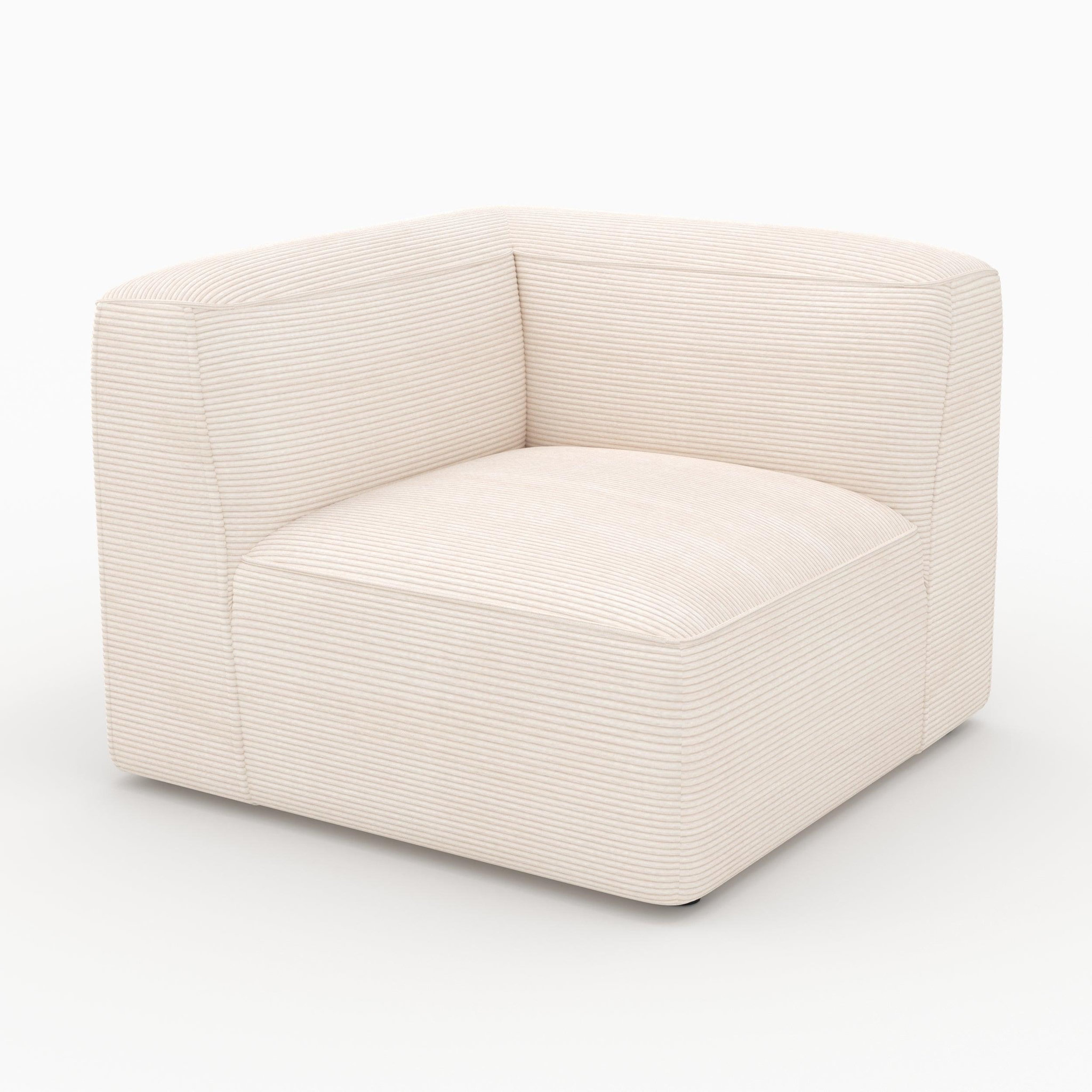 Voir la diapositive 6 : MAISON PAVANE Angle gauche pour canapé modulable en velours blanc cassé-mina