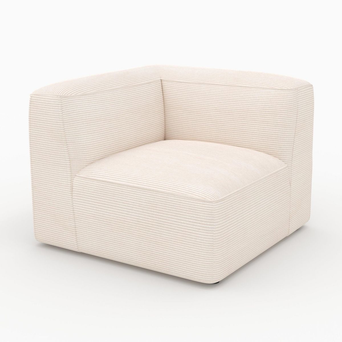 Rendez vous déco Angle gauche pour canapé modulable en velours blanc cassé-Mina