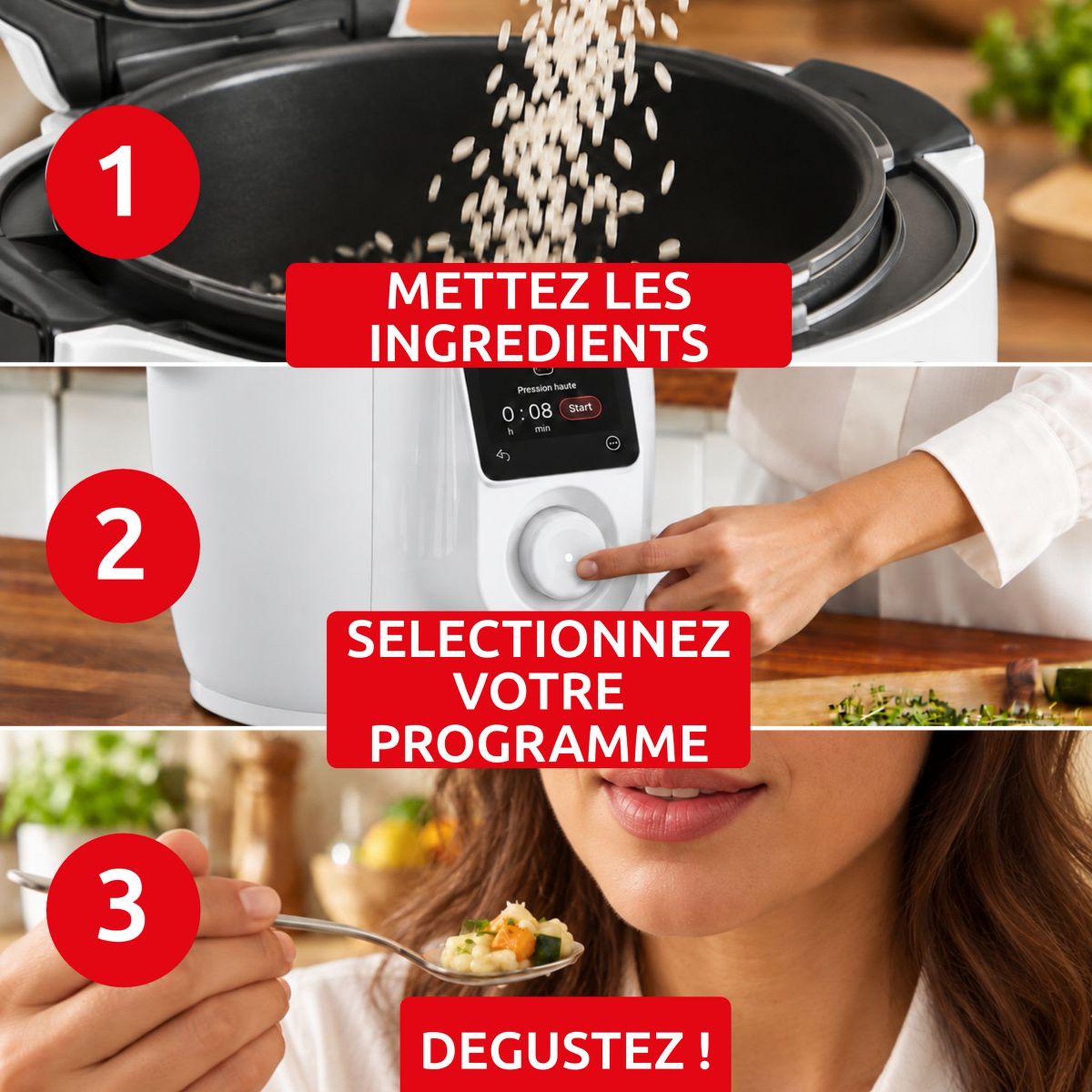 Voir la diapositive 5 : MOULINEX Multicuiseur électrique haute pression 6 l à 6 programmes cookeo simplicity ce8211f0 blanc
