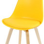 Voir la diapositive 2 : FORNORD Chaise scandinave jaune avec coussin