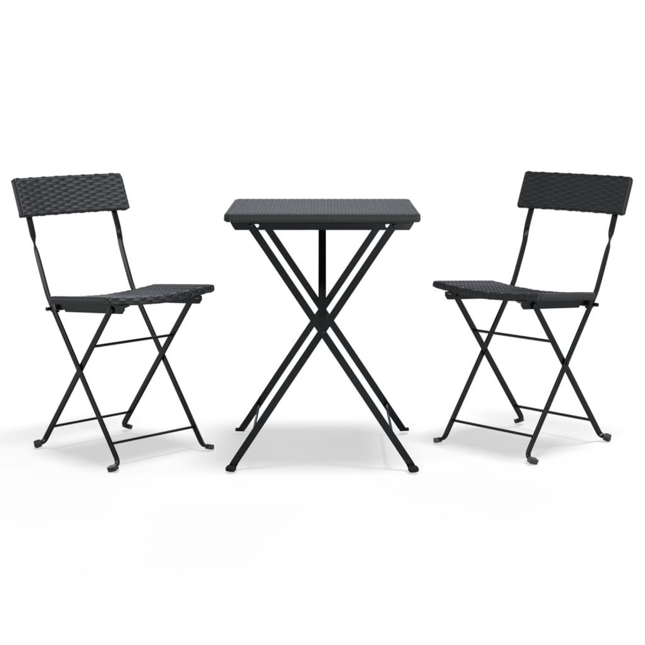 Voir la diapositive 2 : VIDAXL Ensemble de bistro pliable 3 pcs Noir Resine tressee