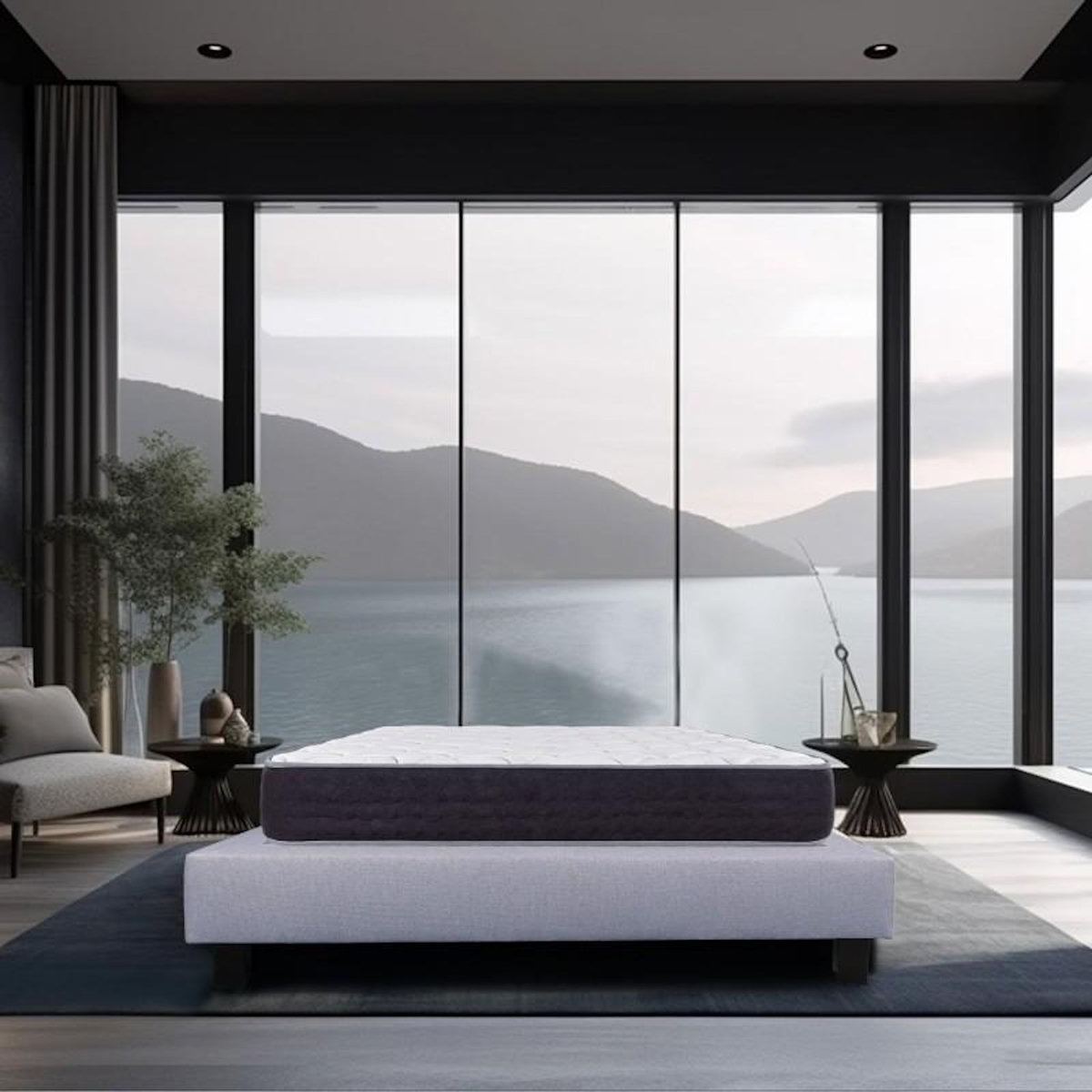 LUXURY LITERIE Ensemble literie ressorts, Sérénité Ferme, Gris