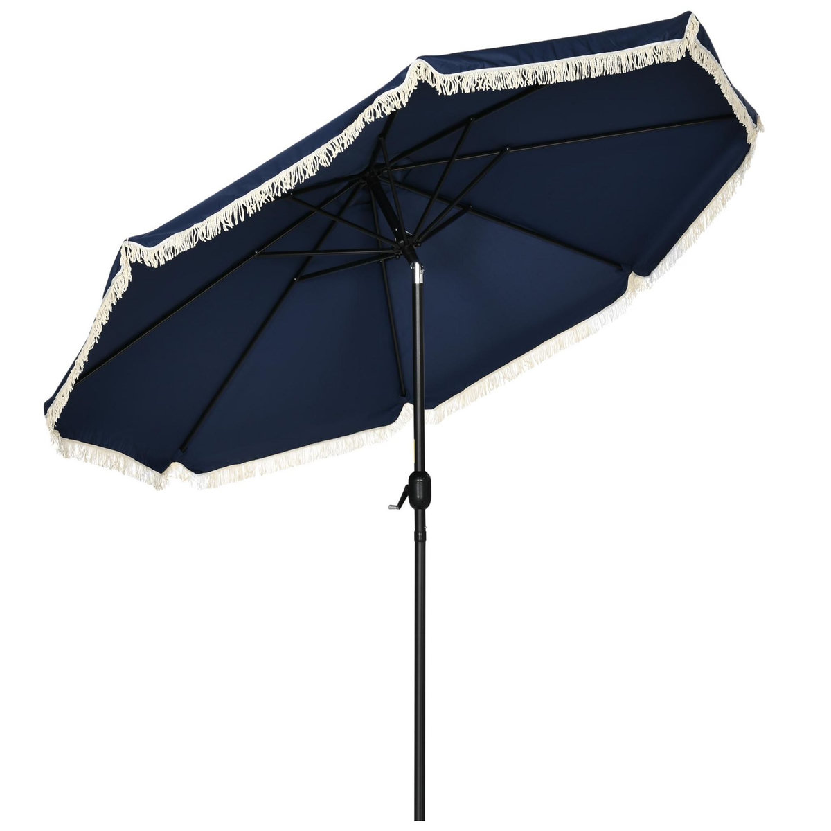OUTSUNNY Parasol octogonal inclinable Ø 2,68 x 2,32H m mât acier noir polyester haute densité 180 g/m² bleu nuit