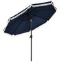 Voir la diapositive 1 : OUTSUNNY Parasol octogonal inclinable Ø 2,68 x 2,32H m mât acier noir polyester haute densité 180 g/m² bleu nuit