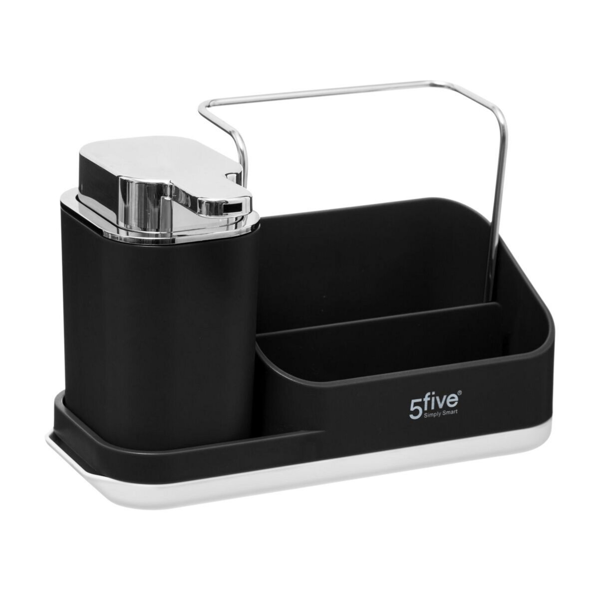 5 FIVE SIMPLY Distributeur de savon & Organisateur d'Evier Néo 21cm noir