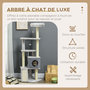 Voir la diapositive 4 : PAWHUT Arbre à chat multi-équipement griffoirs grattoirs plateformes niche panier jeu boules gris