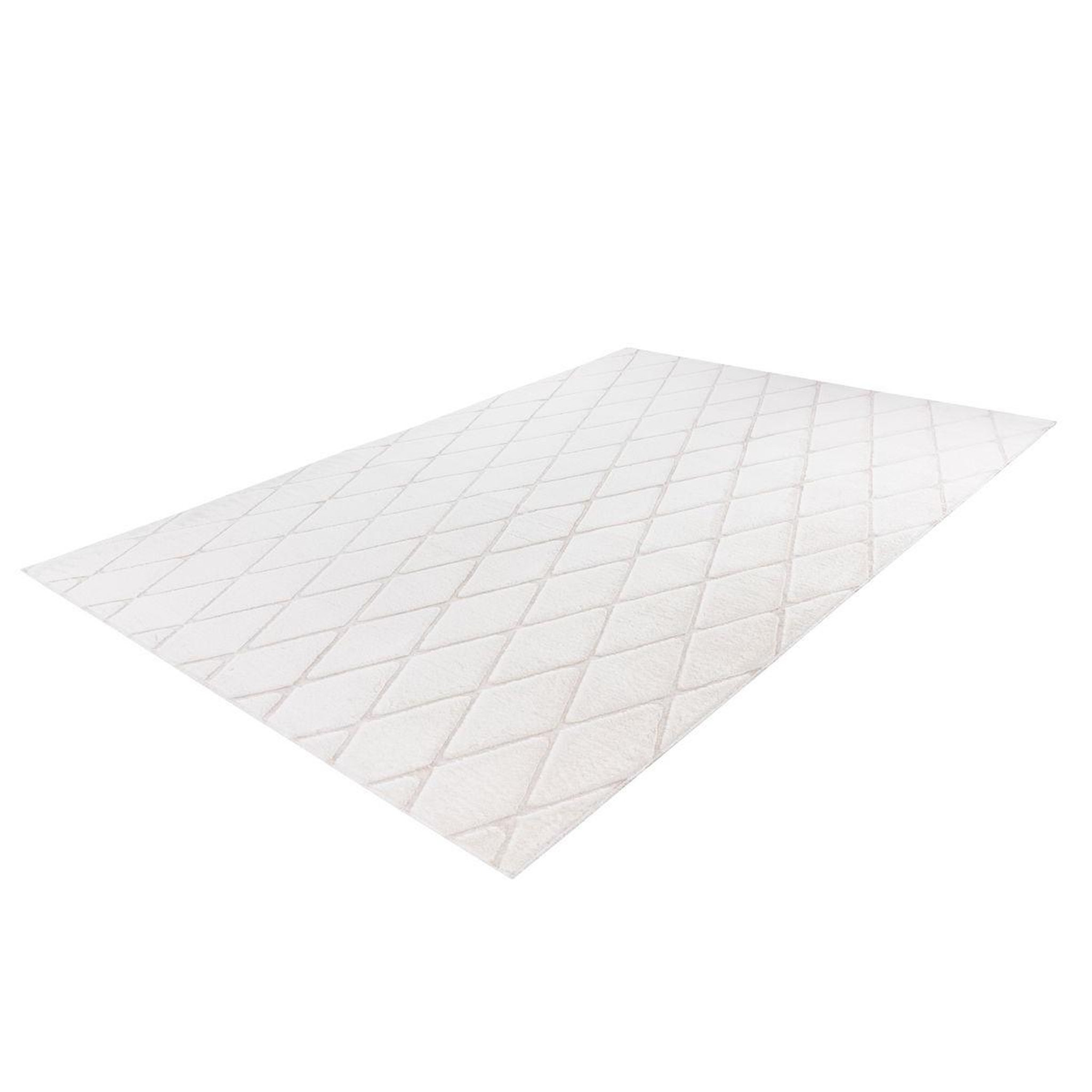 Voir la diapositive 4 : Paris Prix Tapis shaggy géométrique  vivica  blanc & crème