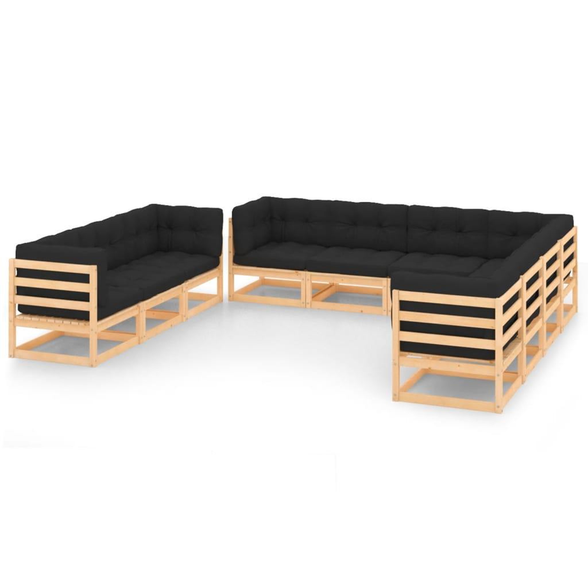 Voir la diapositive 1 : VIDAXL Salon de jardin 10 pcs avec coussins Bois de pin massif