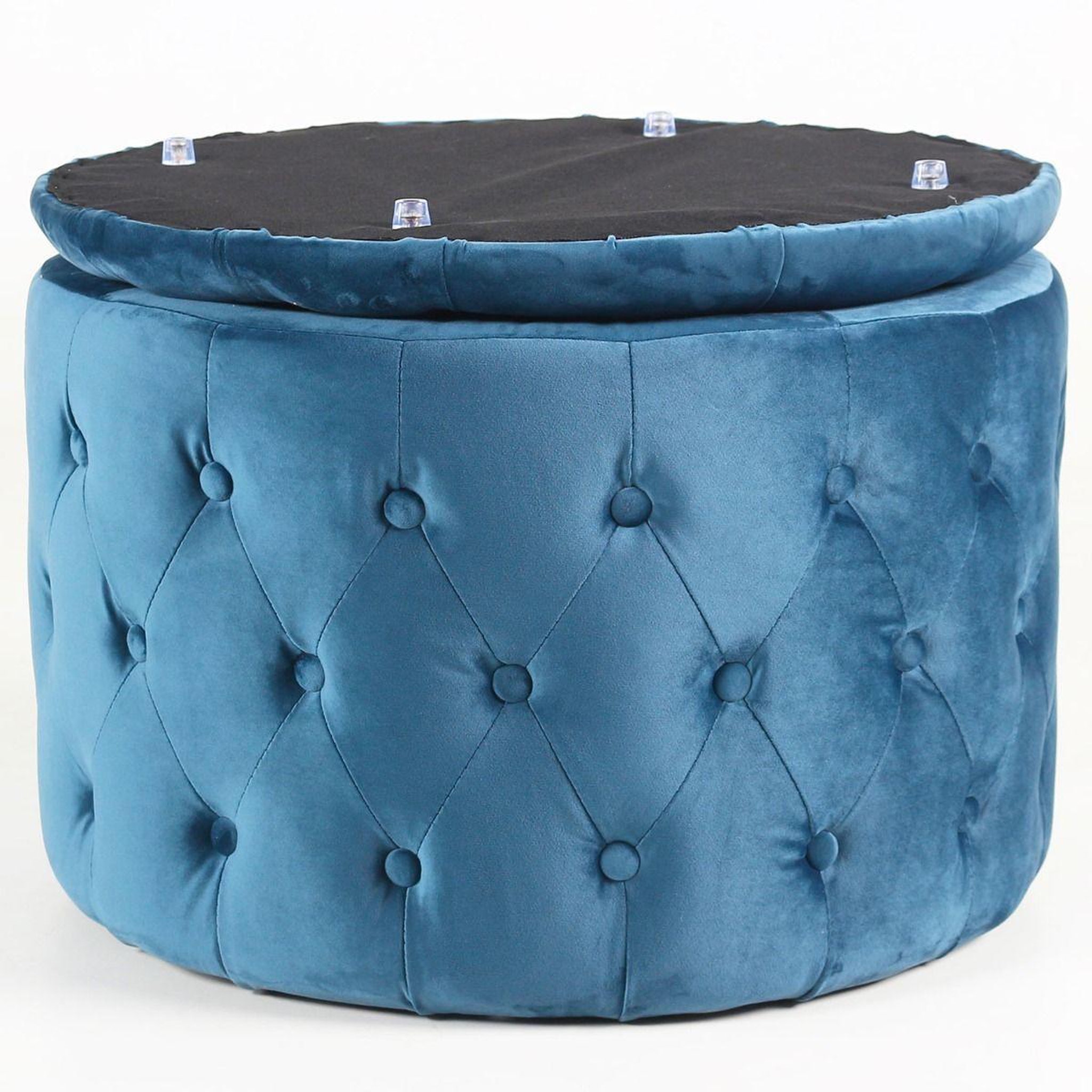 Voir la diapositive 5 : Paris Prix Pouf rond design en velours  visalni  60cm bleu