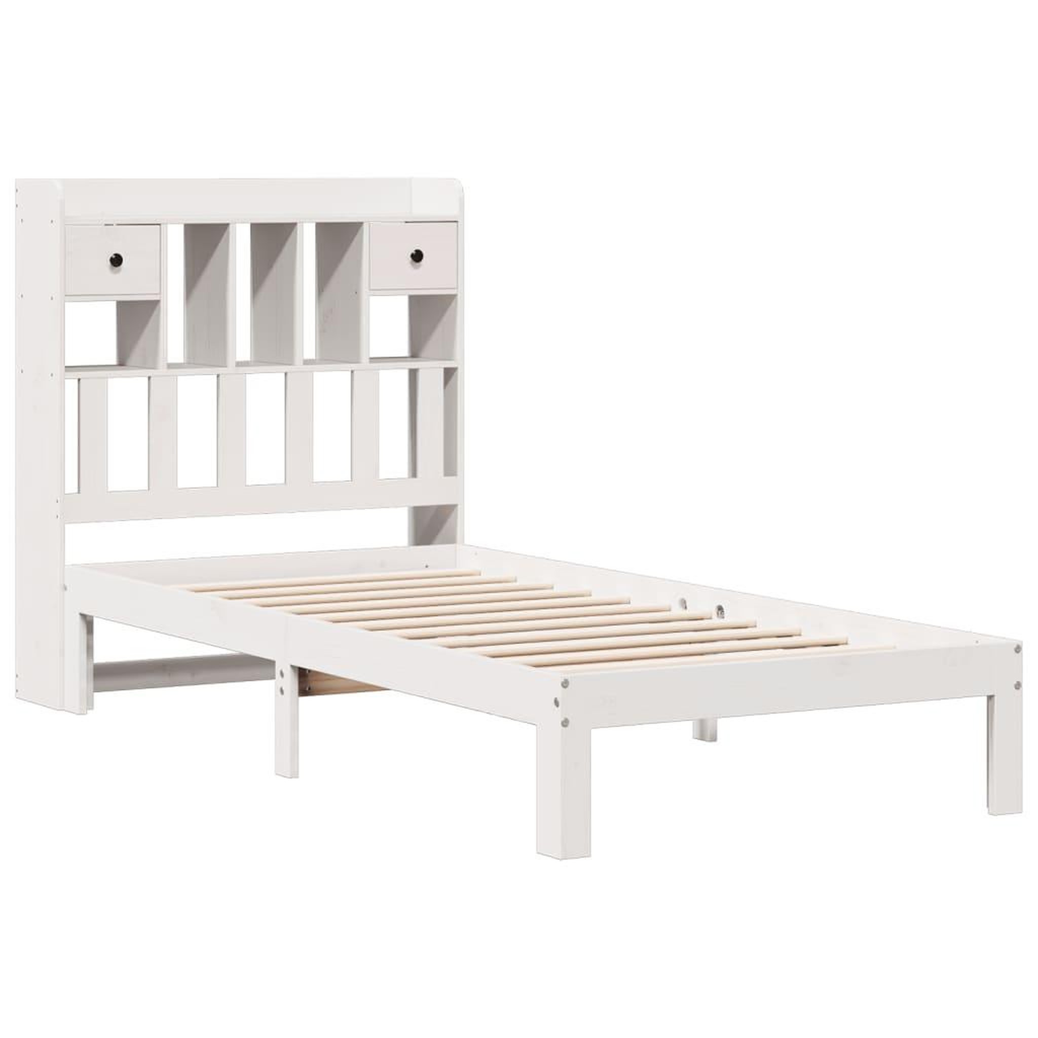 Voir la diapositive 3 : VIDAXL Lit bibliotheque sans matelas blanc 75x190cm bois de pin massif