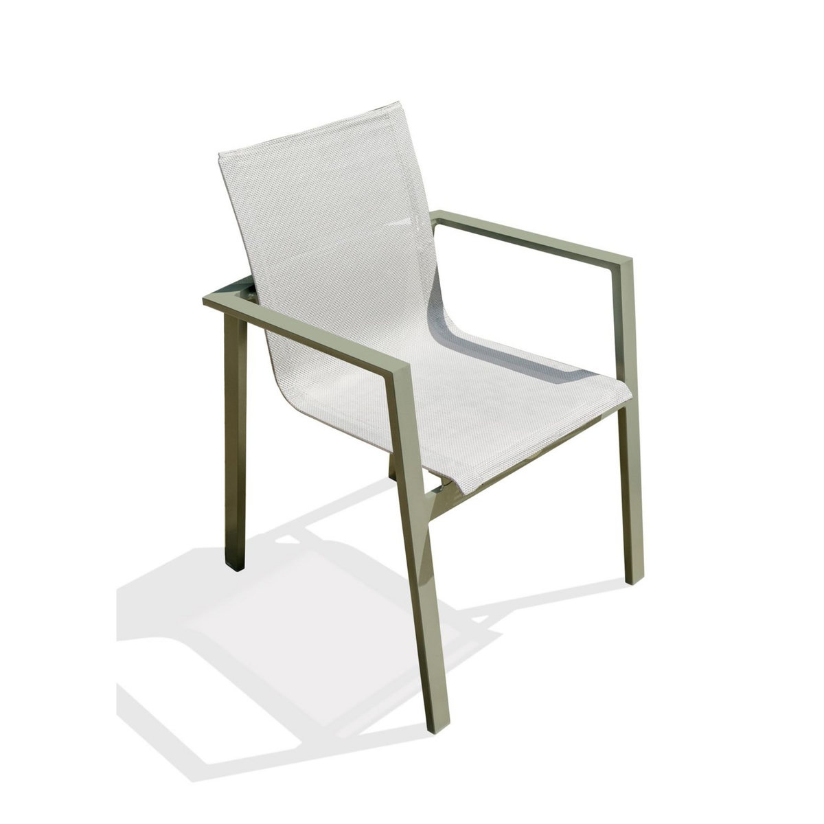 DCB GARDEN Fauteuil de jardin empilable en aluminium MIAMI - kaki/Gris