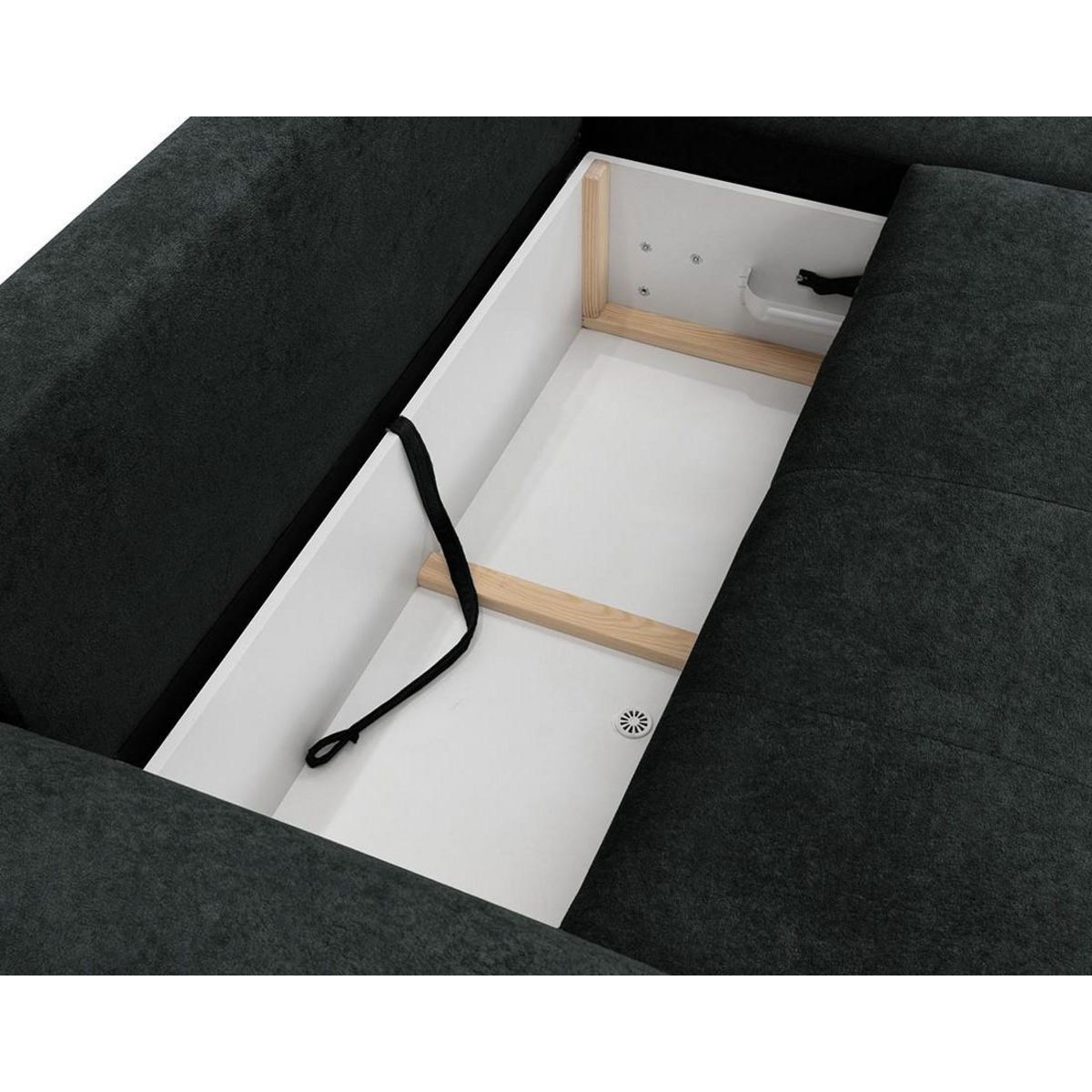 BEST MOBILIER Luzzio - canapé d'angle droit 4 places convertible avec coffre en tissu texturé