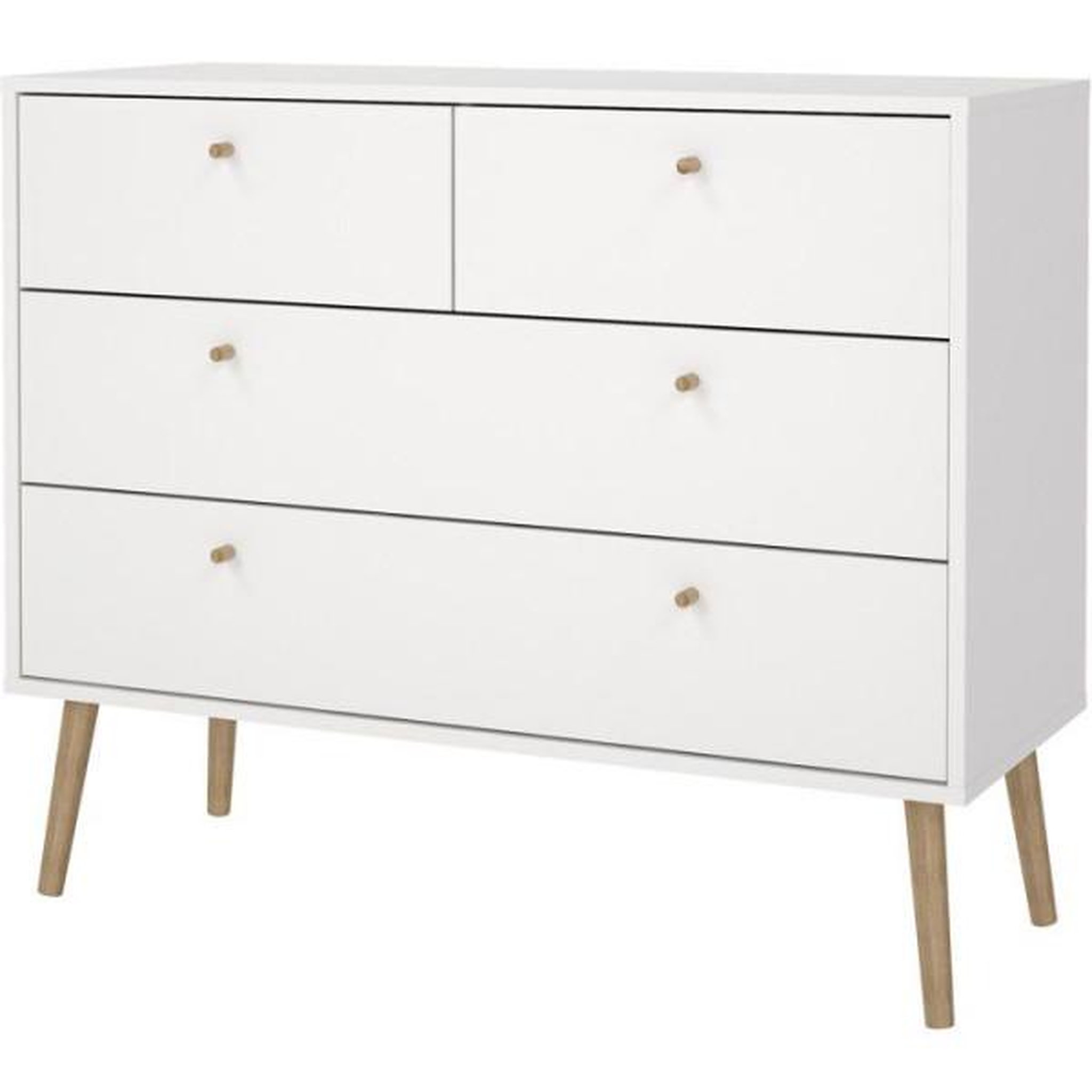 Voir la diapositive 3 : MARKET24 Commode bodo - 4 tiroirs - blanc mat - style scandinave - l98,7 x p39,1 x h81,7 cm