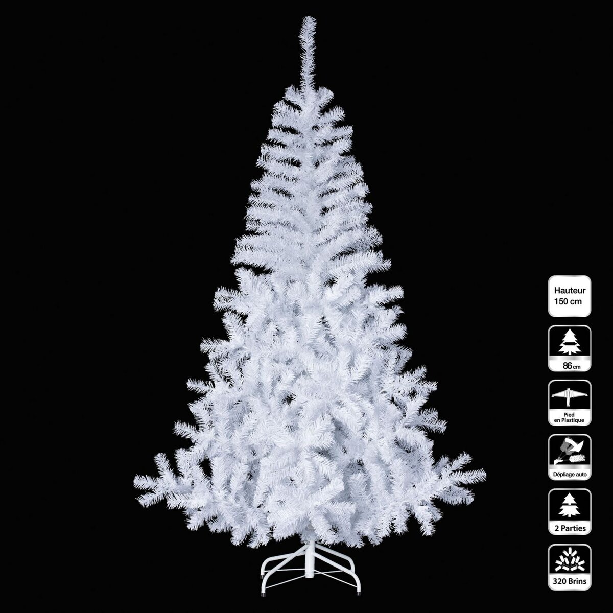 FEERIC LIGHT & CHRISTMAS Sapin de noël Luxe - 1,5 m - Blanc