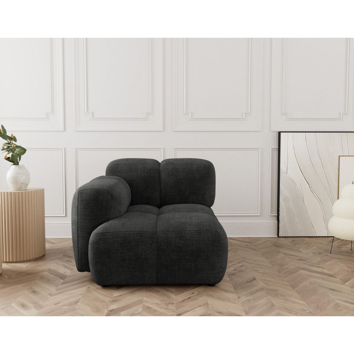 LISA DESIGN Grace - module d'assise gauche en velours texturé