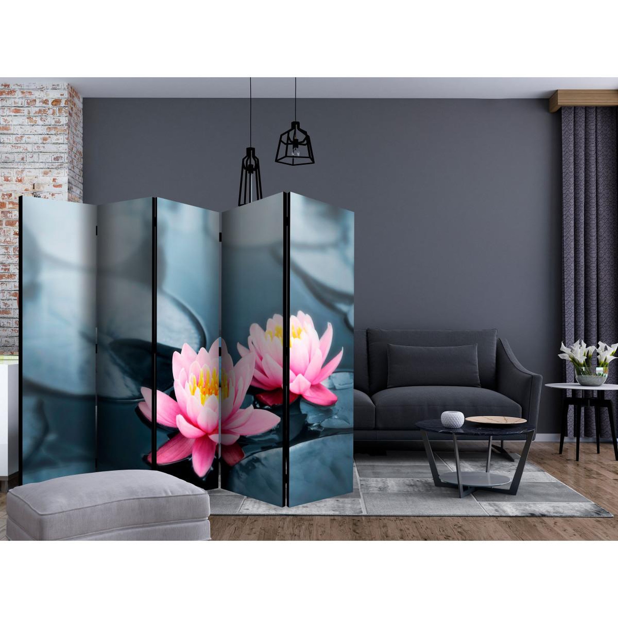 Voir la diapositive 2 : Paris Prix Paravent 5 volets  lotus blossoms  172x225cm