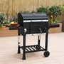 Voir la diapositive 2 : SWEEEK Barbecue Grill charbon de bois noir - Fumoir avec récupérateur de cendres. aérateurs. bac charbon ajustable et tablettes rabattables
