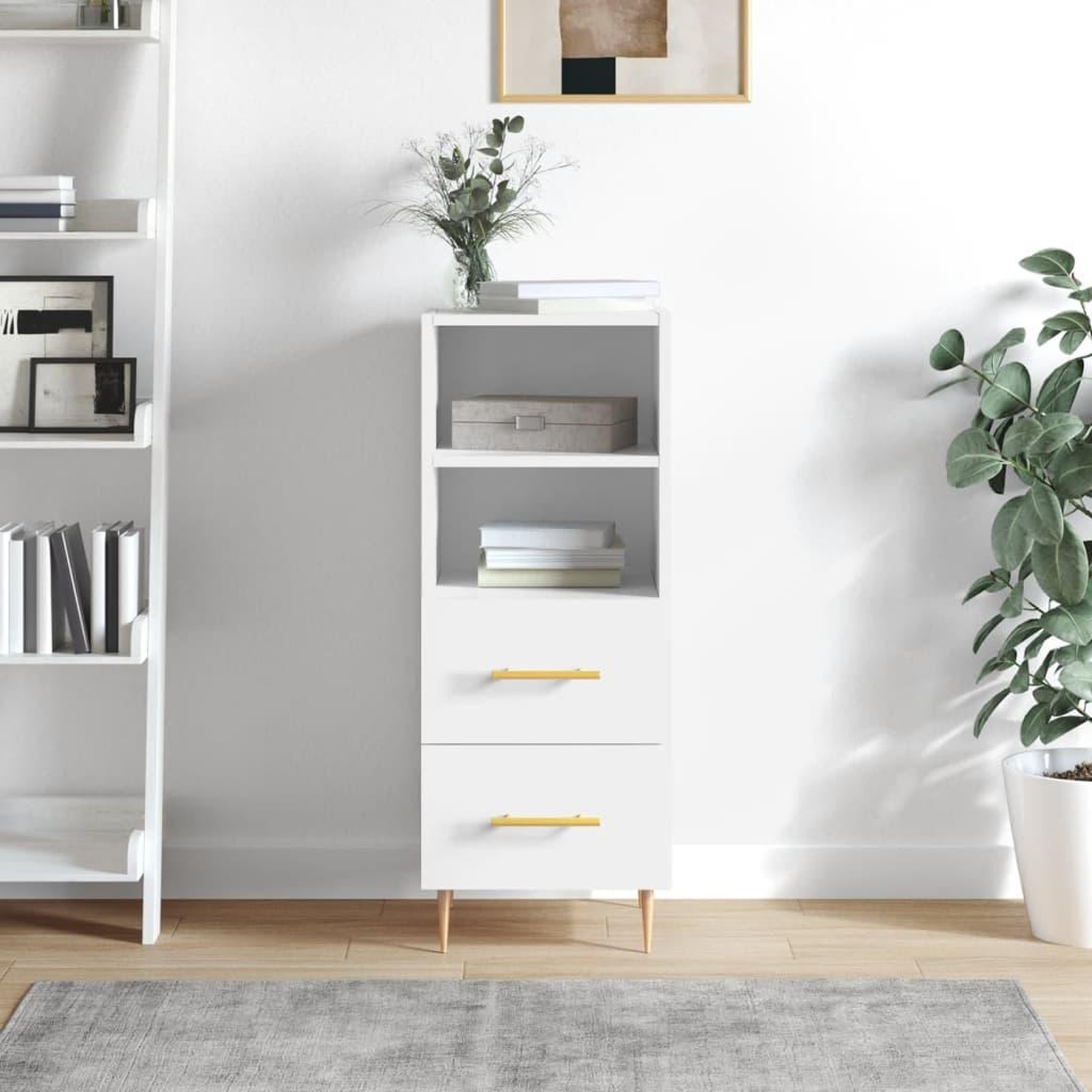 VIDAXL Buffet Blanc brillant 34,5x34x90 cm Bois d'ingenierie