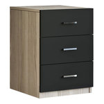 Paris Prix Table de Chevet 3 Tiroirs  Pearlie  61cm Naturel & Noir