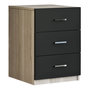 Voir la diapositive 1 : Paris Prix Table de Chevet 3 Tiroirs  Pearlie  61cm Naturel & Noir