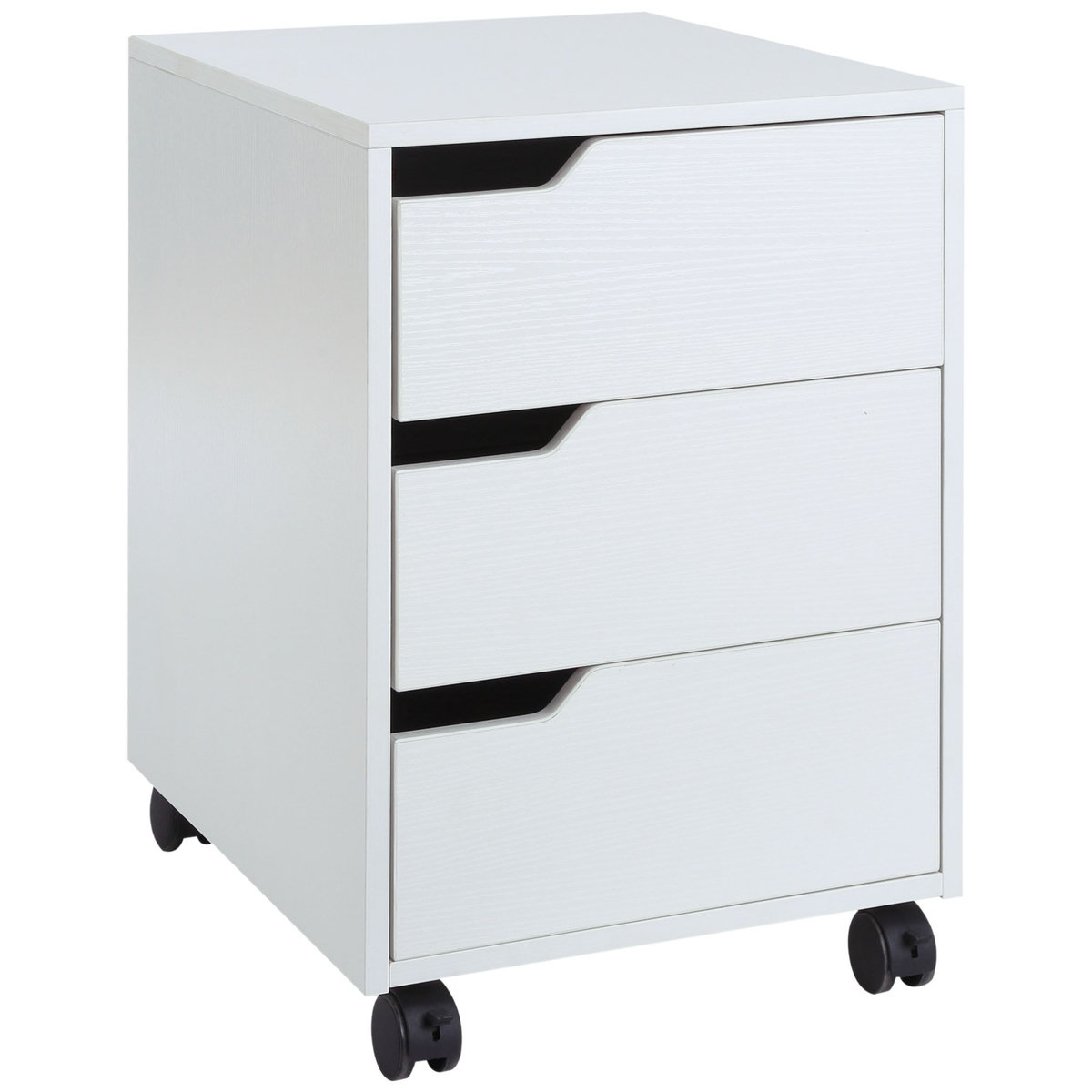 HOMCOM HOMCOM Caisson de bureau rangement sur roulettes 3 tiroirs verrouillables 40 x 50 x 57,5 cm MDF blanc