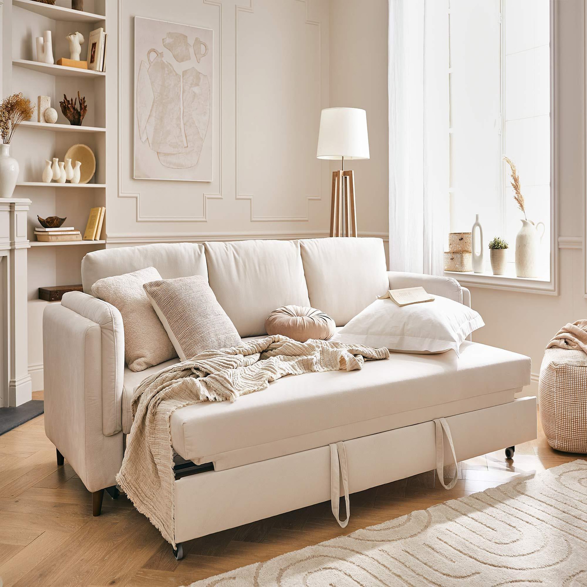 Voir la diapositive 2 : BEST MOBILIER Brooke - canapé 3 places - convertible - en velours