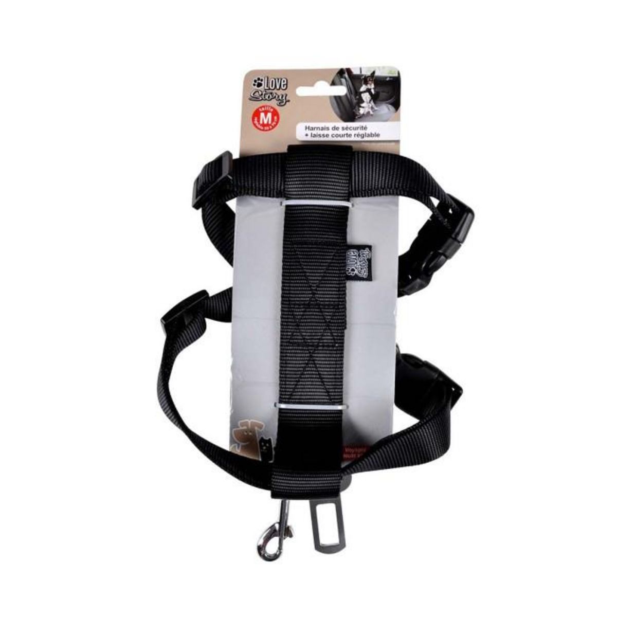 Paris Prix Harnais de Sécurité pour Animaux  Voiture  70cm Noir