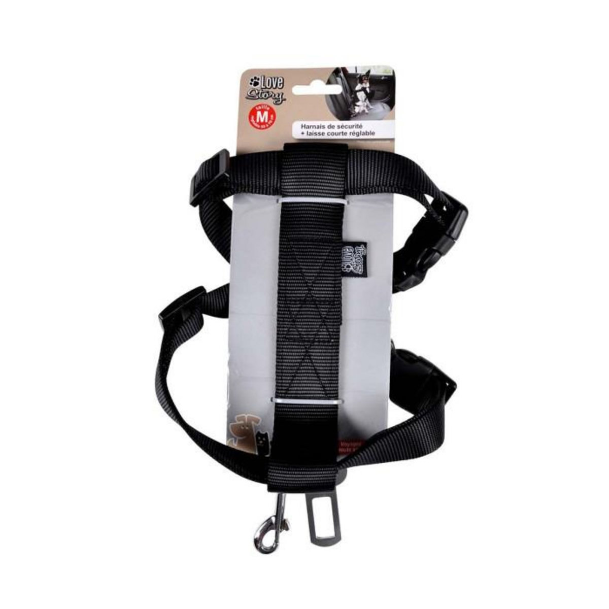 Paris Prix Harnais de Sécurité pour Animaux  Voiture  70cm Noir