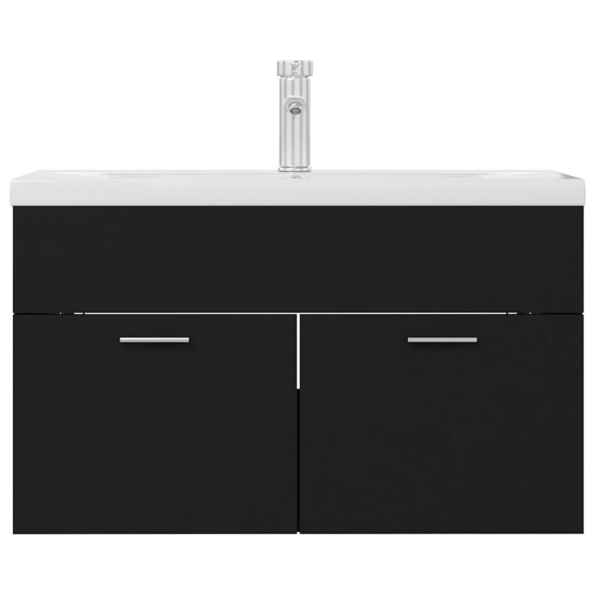 VIDAXL Armoire d'evier avec lavabo integre Noir Agglomere