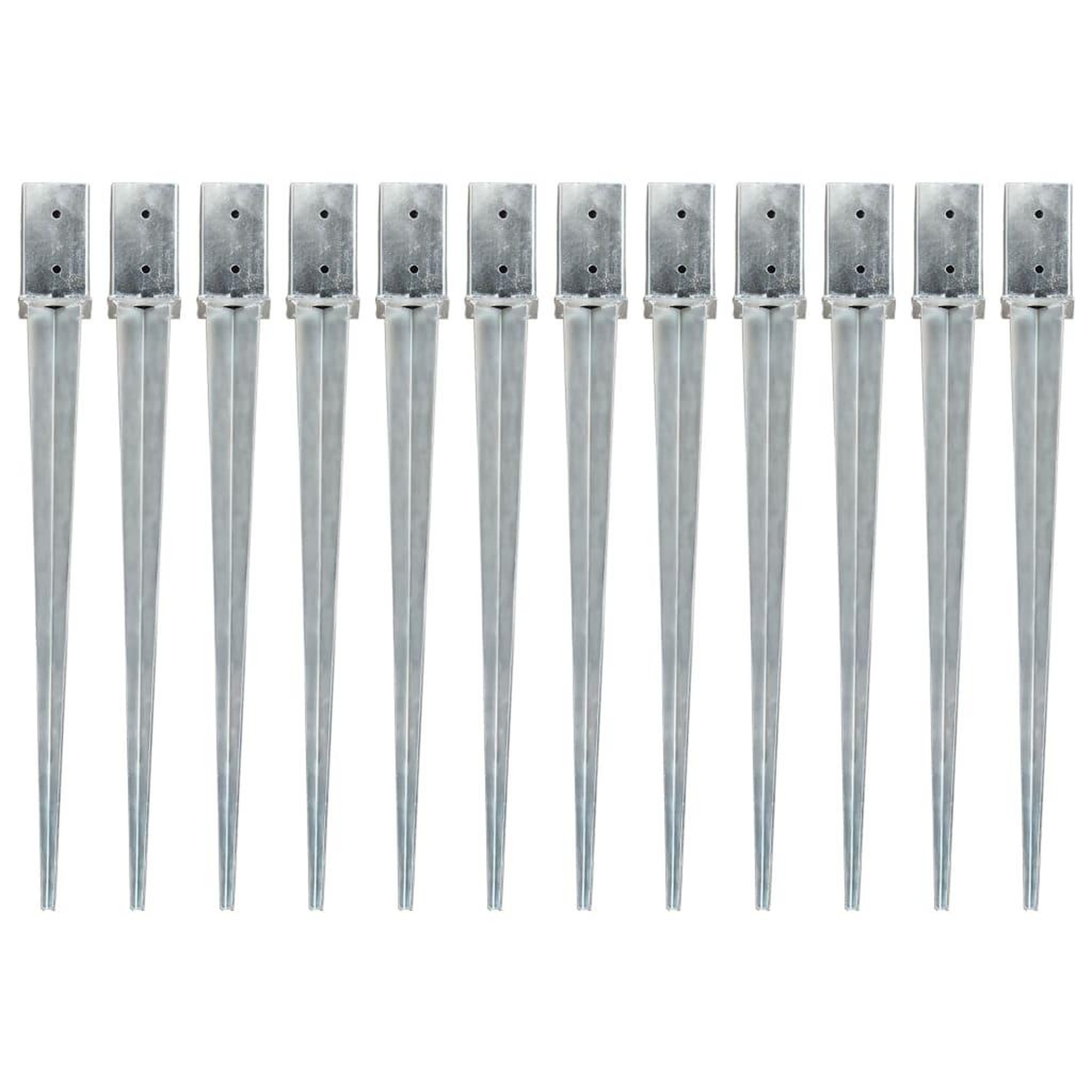 Voir la diapositive 1 : VIDAXL Piquets au sol 12 pcs Argente 8x8x91 cm Acier galvanise