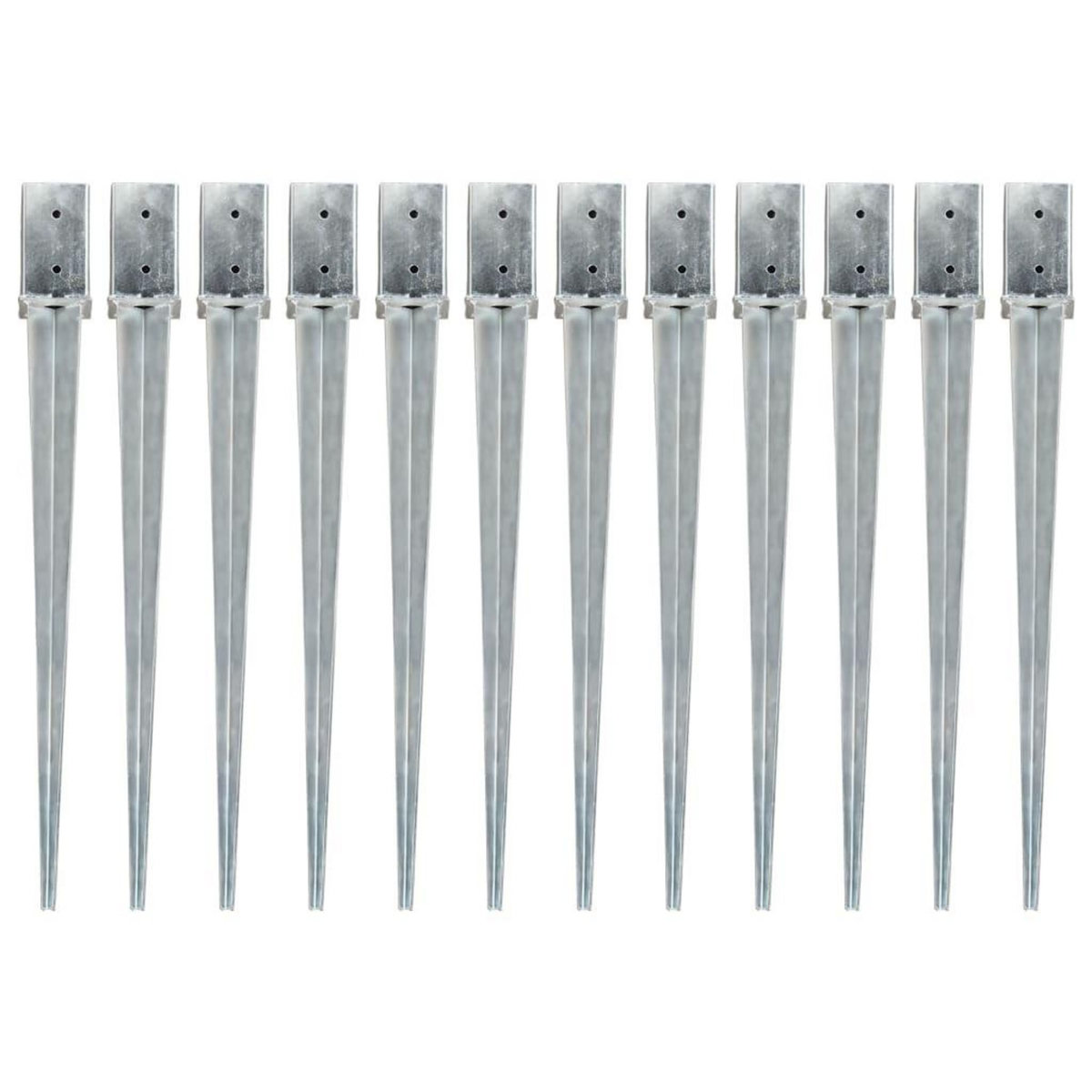 VIDAXL Piquets au sol 12 pcs Argente 8x8x91 cm Acier galvanise