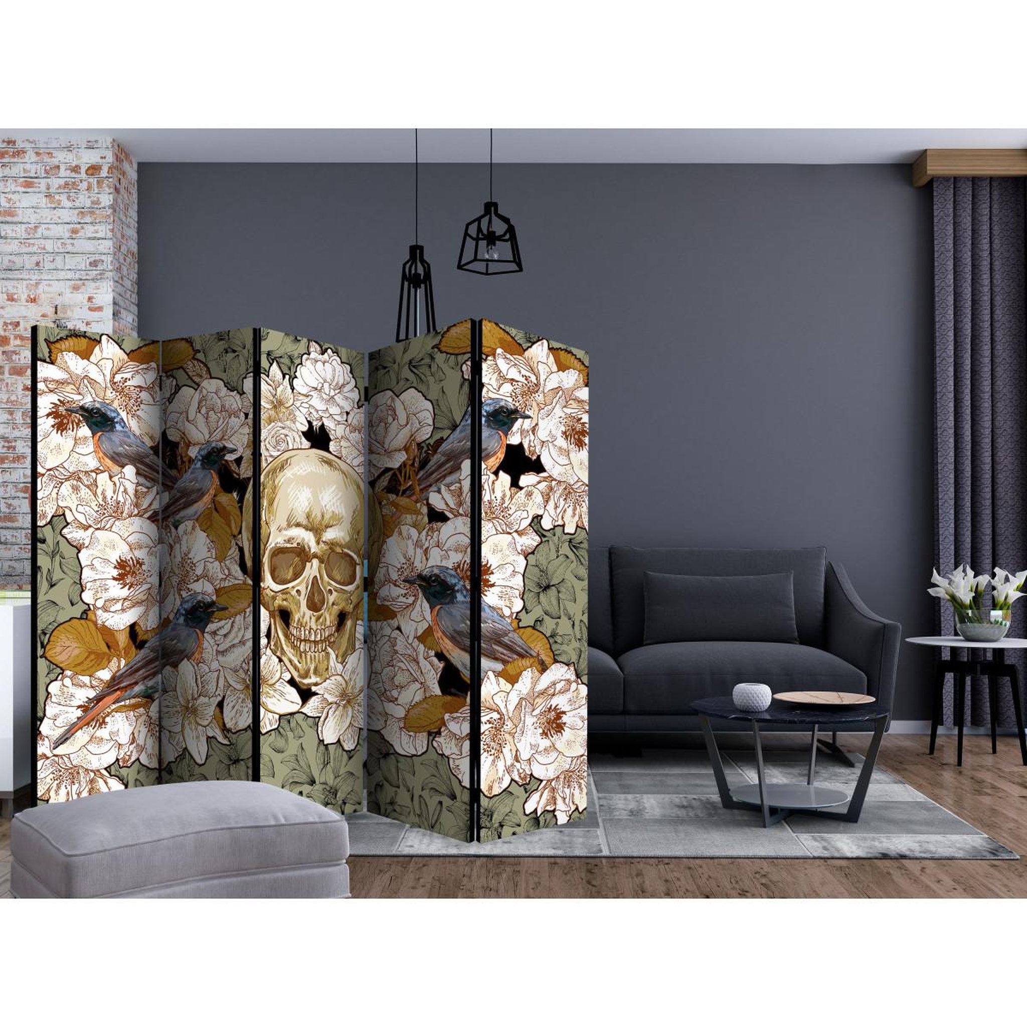 Voir la diapositive 2 : Paris Prix Paravent 5 volets  among flowers  172x225cm
