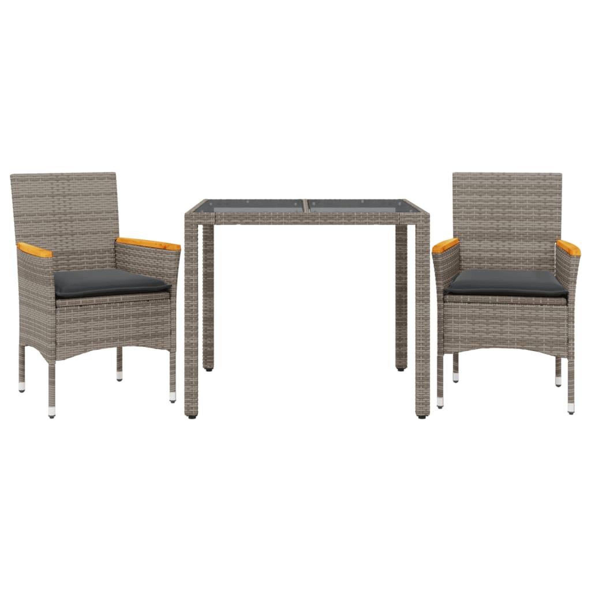 Voir la diapositive 2 : VIDAXL Ensemble a manger de jardin et coussins 3 pcs gris rotin verre