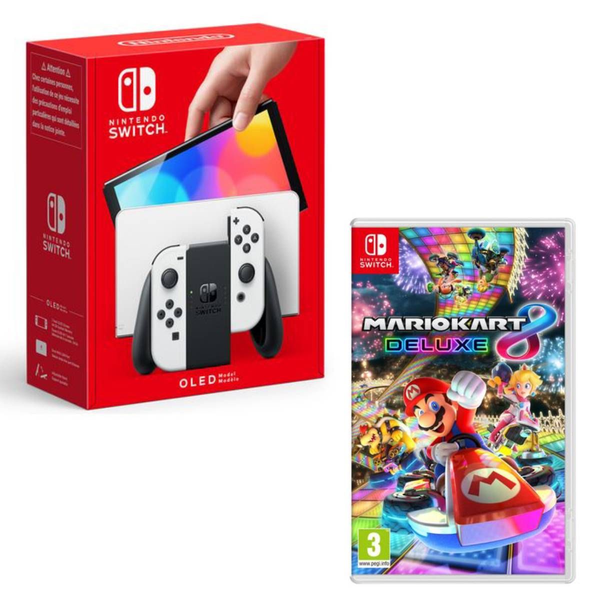 NINTENDO Console Nintendo Switch (modèle OLED) Joy-Con Blanc + Mario Kart 8