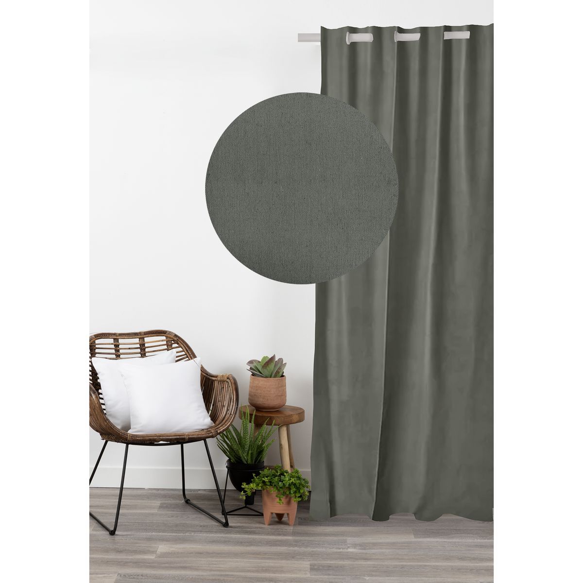 COTE DECO Rideau uni occultant à oeillets
